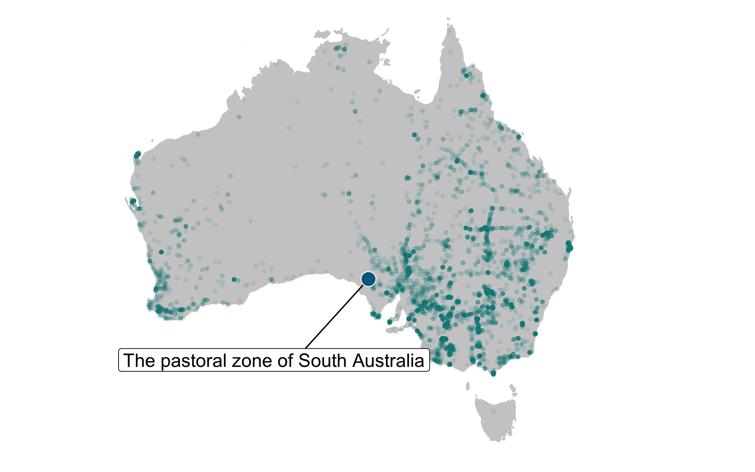 Map of emus in Australia
