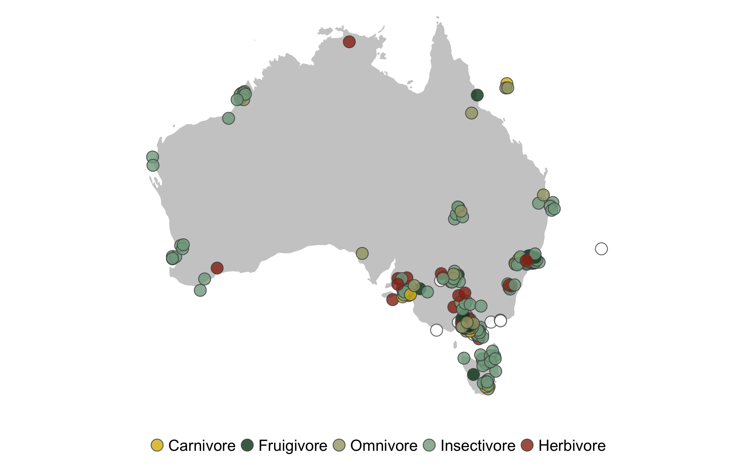 Australia map of populations by diet