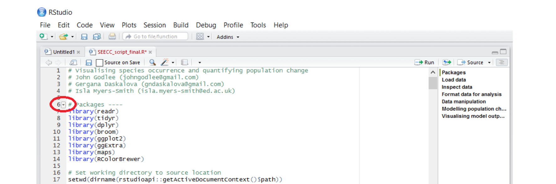 RStudio outline sections screenshot