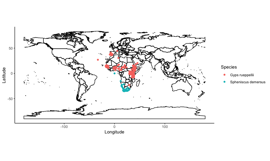 World map of penguin distribution