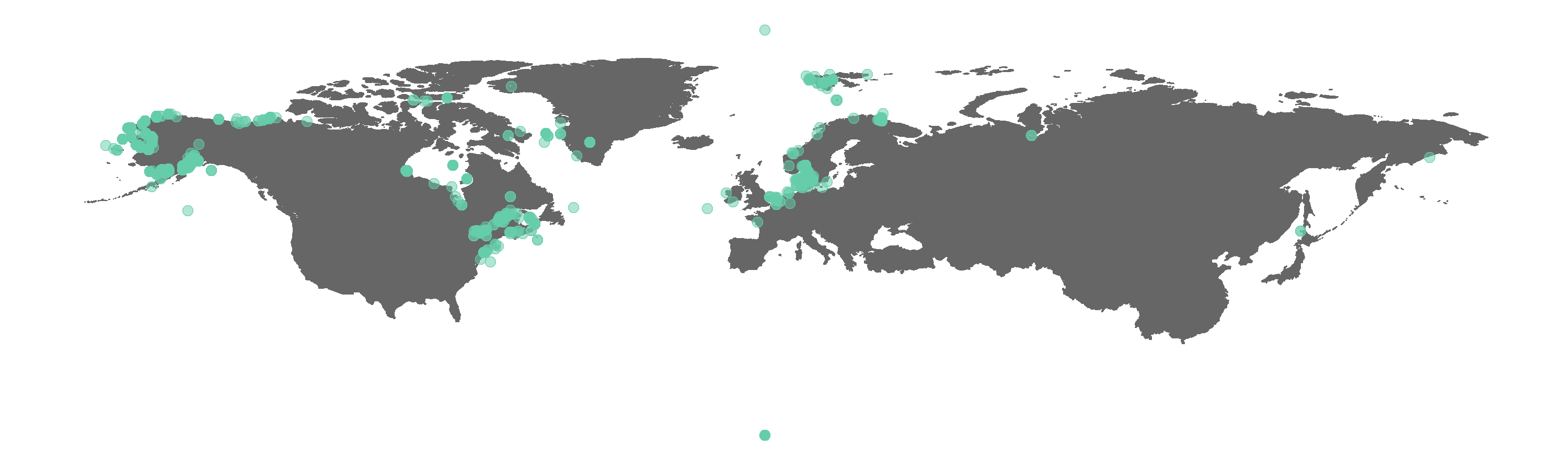 Figure 1. Map of all GBIF occurrences for the beluga whale.