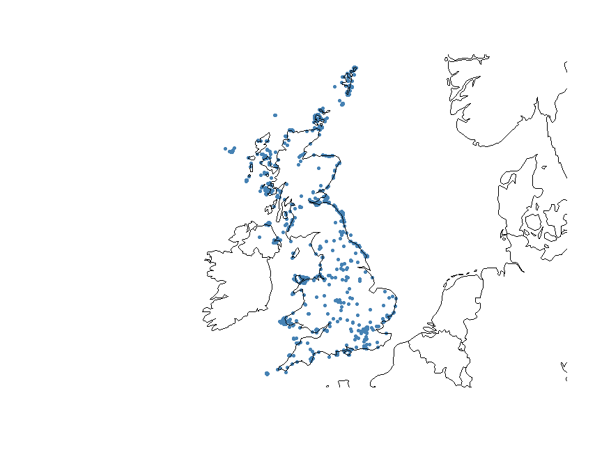 Map of species distribution in UK
