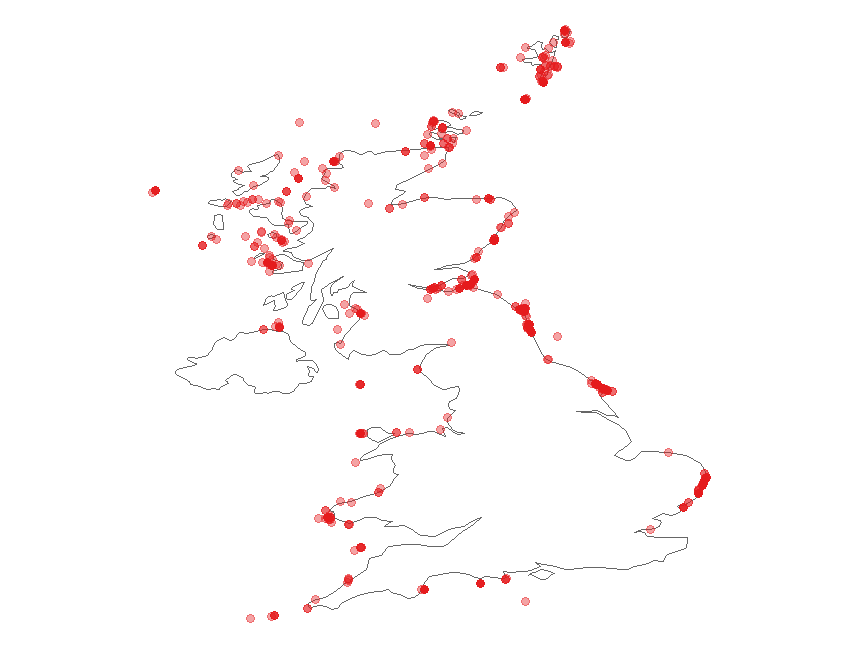 UK map of species distribution