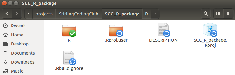 Folder screenshot R package skeleton